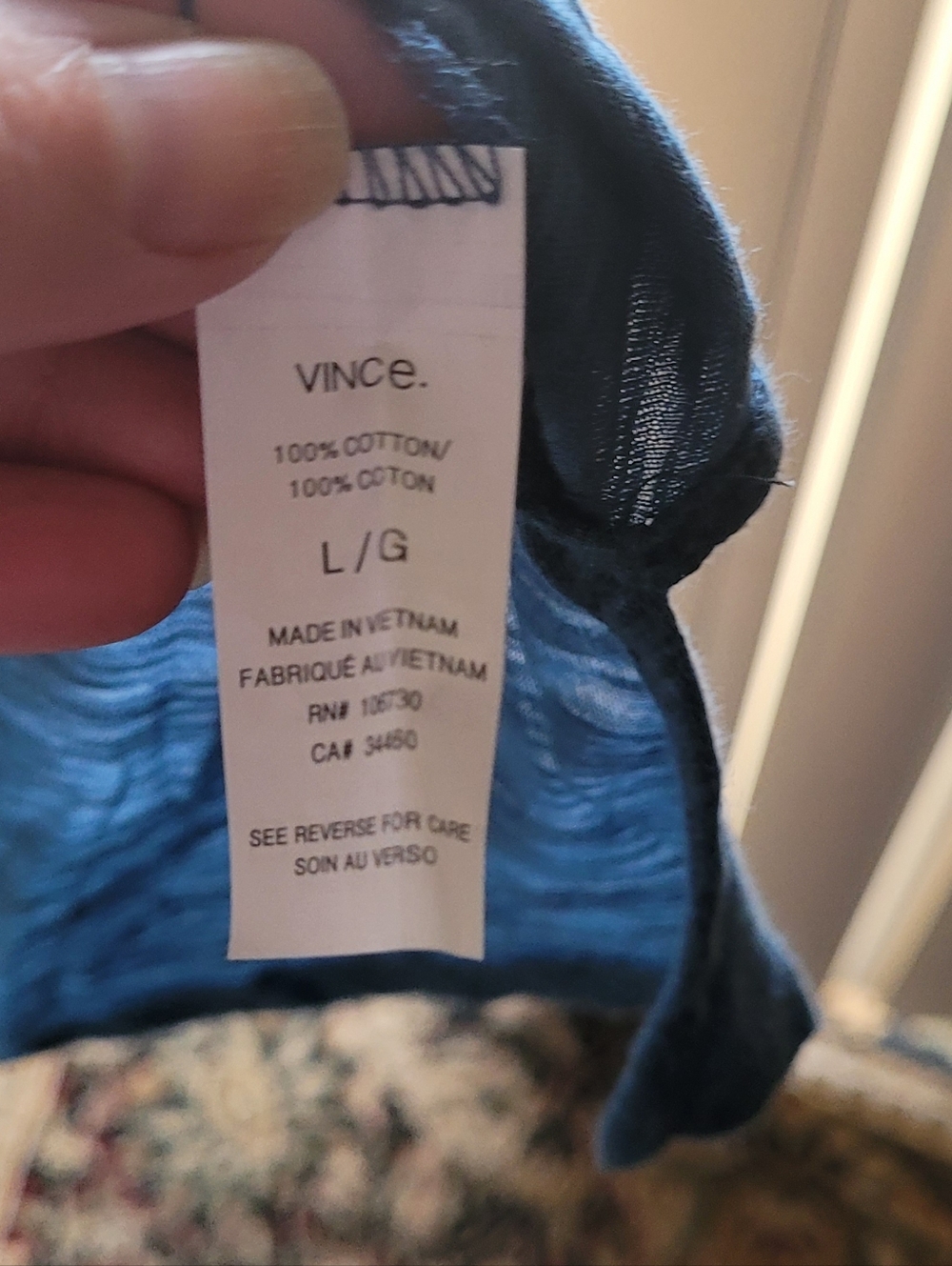 Vince Blue Short-Sleeve Crewneck Tee Sz L - Picture 3 of 4